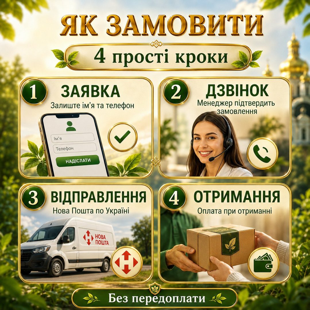 Як замовити Монастирський чай: залиште заявку, дзвінок менеджера, відправлення Новою Поштою, оплата при отриманні